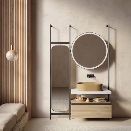 Mueble de baño Nic Design, lavabo sobre encimera Over dos módulos
